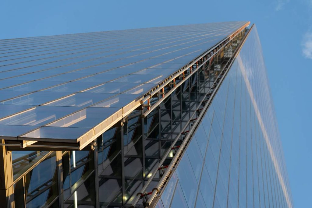 Commercial window cleaning service on building exterior